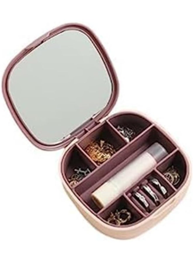 Decorhills Jewellery Organiser Box with Mirror – Portable Jewelry Case for Necklaces, Earrings, Rings, Bracelets & Lipstick – Travel Friendly Mini Storage Box for Girls & Women – Soft Velvet Interior - Image 1