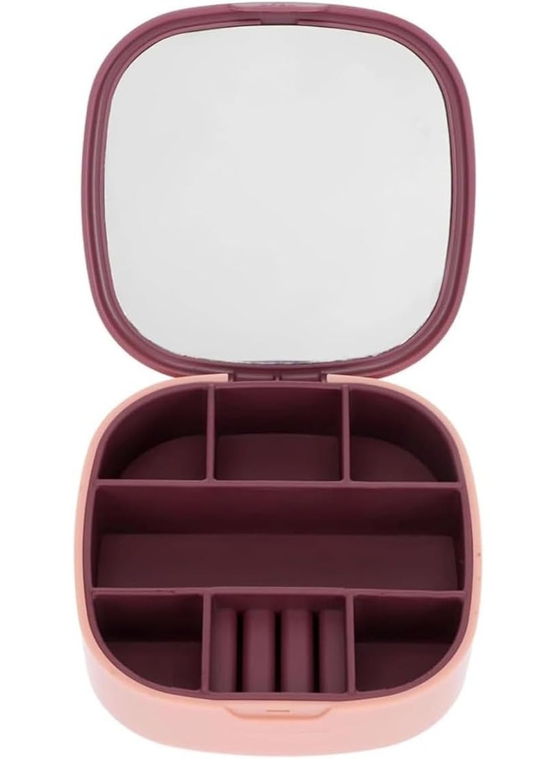 Decorhills Jewellery Organiser Box with Mirror – Portable Jewelry Case for Necklaces, Earrings, Rings, Bracelets & Lipstick – Travel Friendly Mini Storage Box for Girls & Women – Soft Velvet Interior - Image 4