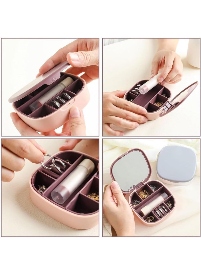 Decorhills Jewellery Organiser Box with Mirror – Portable Jewelry Case for Necklaces, Earrings, Rings, Bracelets & Lipstick – Travel Friendly Mini Storage Box for Girls & Women – Soft Velvet Interior - Image 5