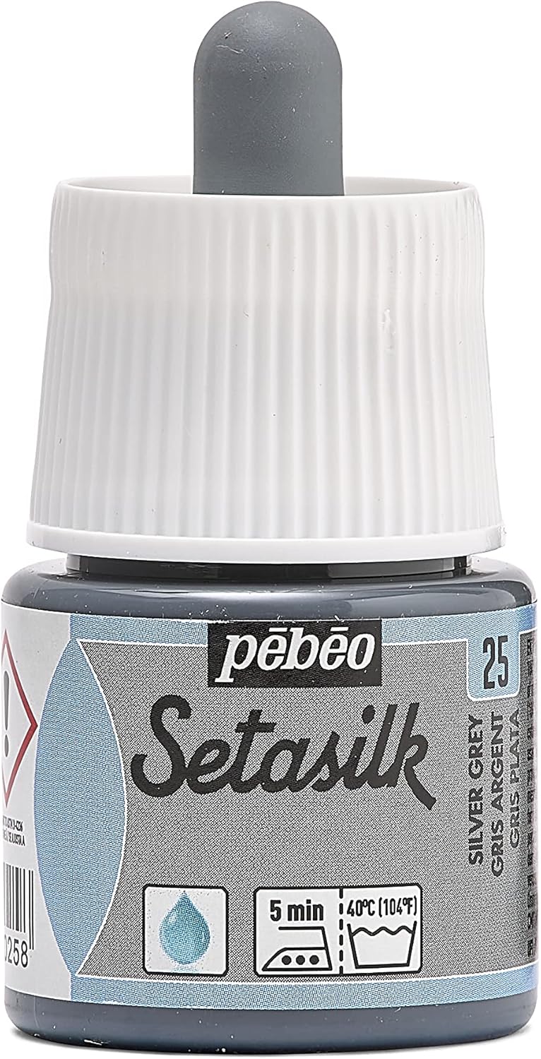 Pebeo Setasilk Silk Painting Bottle - 45 ml, Silver Grey - Image 1