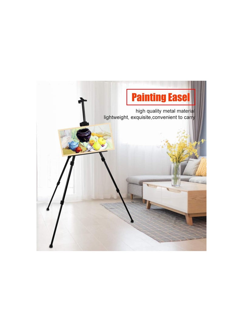 GGOOT Painting Easel, Portable Foldable Metal Painting Sketch Easel 10cm to 85cm Adjustable Height Tripod Stand Poster Board Display Easel for Artist Painters - Image 3