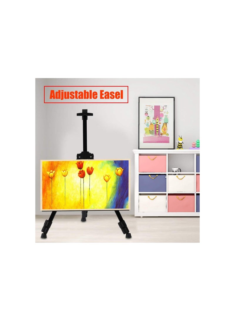 GGOOT Painting Easel, Portable Foldable Metal Painting Sketch Easel 10cm to 85cm Adjustable Height Tripod Stand Poster Board Display Easel for Artist Painters - Image 2
