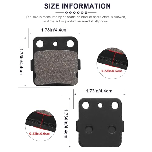Yerbay Rear Brake Pads for Yamaha Banshee 350 YFZ350 1987-2009/Wolverine 350 YFM350 1995-2004/Blaster 200 YFS200 2003-2006/Raptor 250 YFM250 2008-2009 for Kawasaki KEF300 Lakota Sport 2001-2003 KFX450 - Image 2
