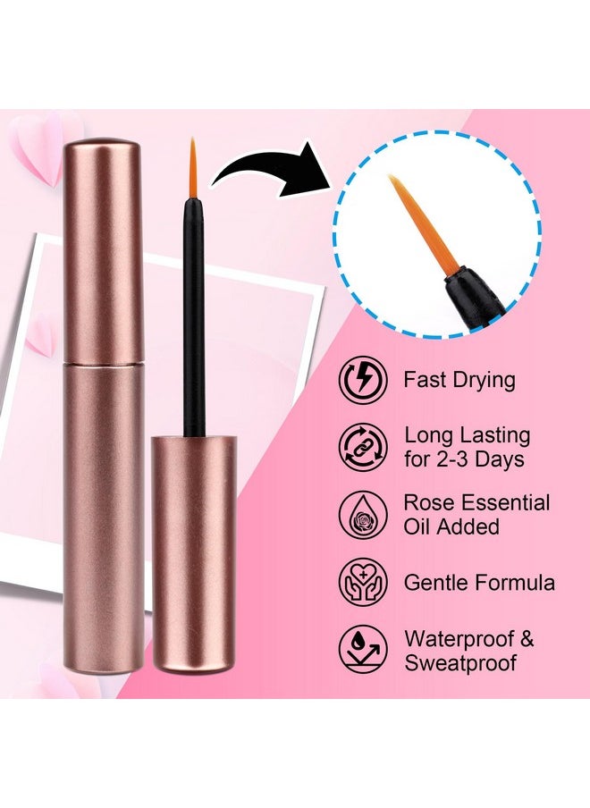 wiwoseo - Natural Wispy Fluffy Lashes With Glue Cat Eyes Mink Lashes Clear Band Eyelashes With Glue Kit Russian Strip Lashes Natural Look False Eyelashes Extension Strip Lashes D Curly 7 Pairs Pack - Image 1