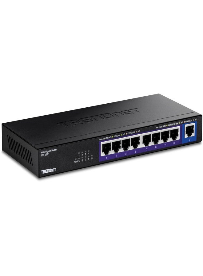 تريندنت مفتاح TRENDnet متعدد المنافذ بسرعة 9 جيجابت، طراز TEG-S591، 8 منافذ RJ-45 بسرعة 2.5 جيجابت، منفذ واحد RJ-45 بسرعة 10 جيجابت، سعة تحويل 60 جيجابت في الثانية، حماية مدى الحياة، أسود - Image 1