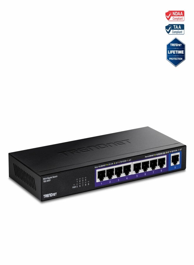 تريندنت مفتاح TRENDnet متعدد المنافذ بسرعة 9 جيجابت، طراز TEG-S591، 8 منافذ RJ-45 بسرعة 2.5 جيجابت، منفذ واحد RJ-45 بسرعة 10 جيجابت، سعة تحويل 60 جيجابت في الثانية، حماية مدى الحياة، أسود - Image 2