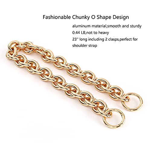 Xiazw Fashionable Heavy Aluminum O Shape Metal Chain Handle Shoulder Straps Replacement for Women's Handbag,Shoulder Bag (Gold) - Image 2