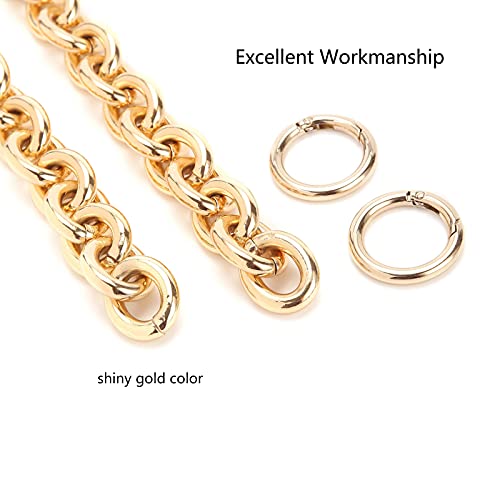 Xiazw Fashionable Heavy Aluminum O Shape Metal Chain Handle Shoulder Straps Replacement for Women's Handbag,Shoulder Bag (Gold) - Image 3