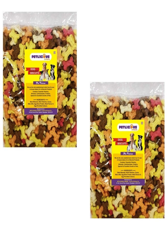 Petlicious & More® (Bone Shape) Freshly Baked Puppy Biscuit Puppy Cookies Mix Flavor Chicken Biscuit, 1 Kg + 1 Kg
