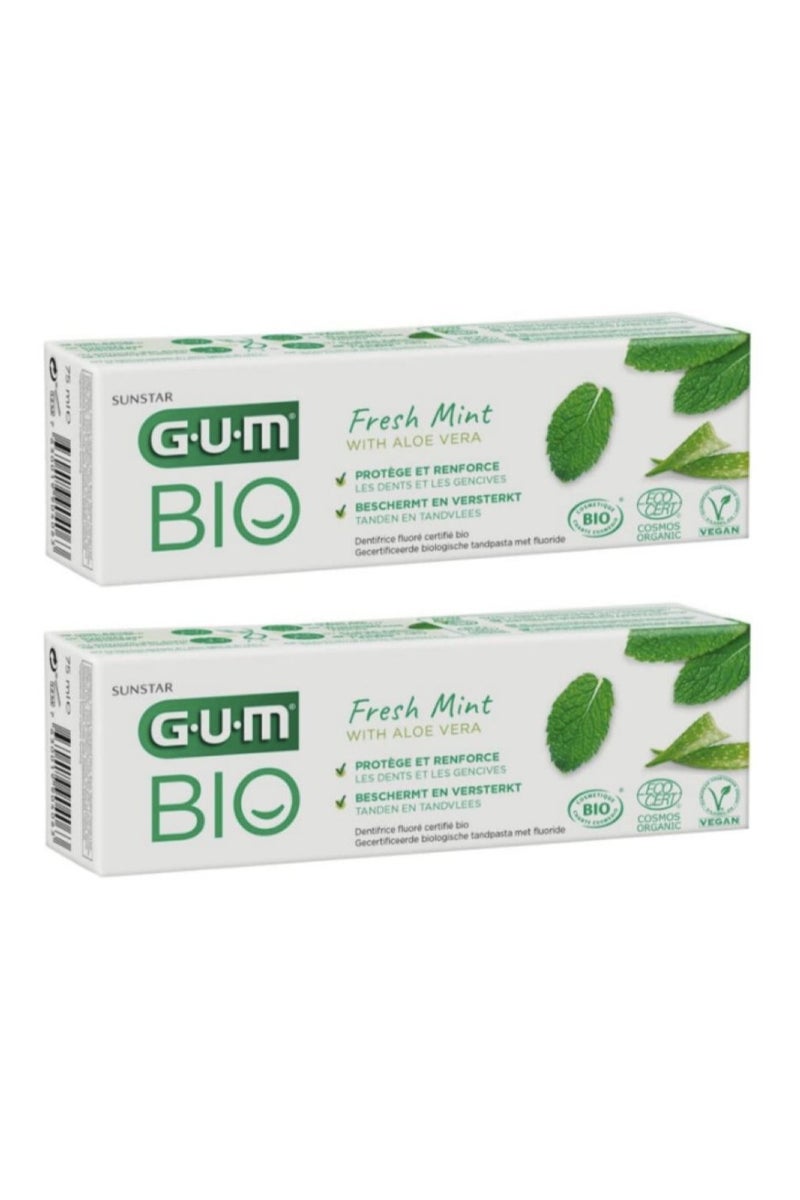 Fresh Mint with Aloe Vera Toothpaste Cavities Protection Strengthens Teeth and Gums 75ML 2PCS