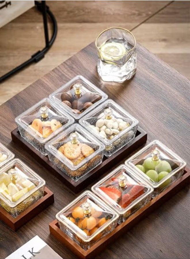 KLNAMAEAAN 3 Piece Independent Fruit Platter Serving Dishes Relish Tray Candy Box Dry Fruit Storage and Snacks Bamboo and wood pallet - Image 2