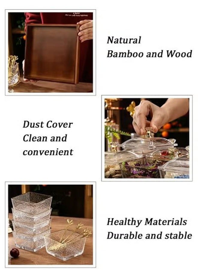 KLNAMAEAAN 3 Piece Independent Fruit Platter Serving Dishes Relish Tray Candy Box Dry Fruit Storage and Snacks Bamboo and wood pallet - Image 3