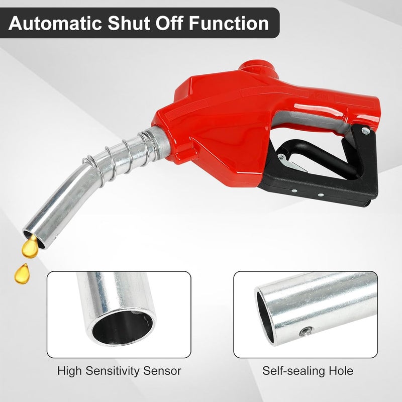 EASYBERG 1" NPT Auto Fuel Nozzle, Auto Shut Off Fuel Nozzle with 3-speed Padlock, Spout 1" for Gasoline, Diesel, Biodiesel and Kerosene, Red - Image 3