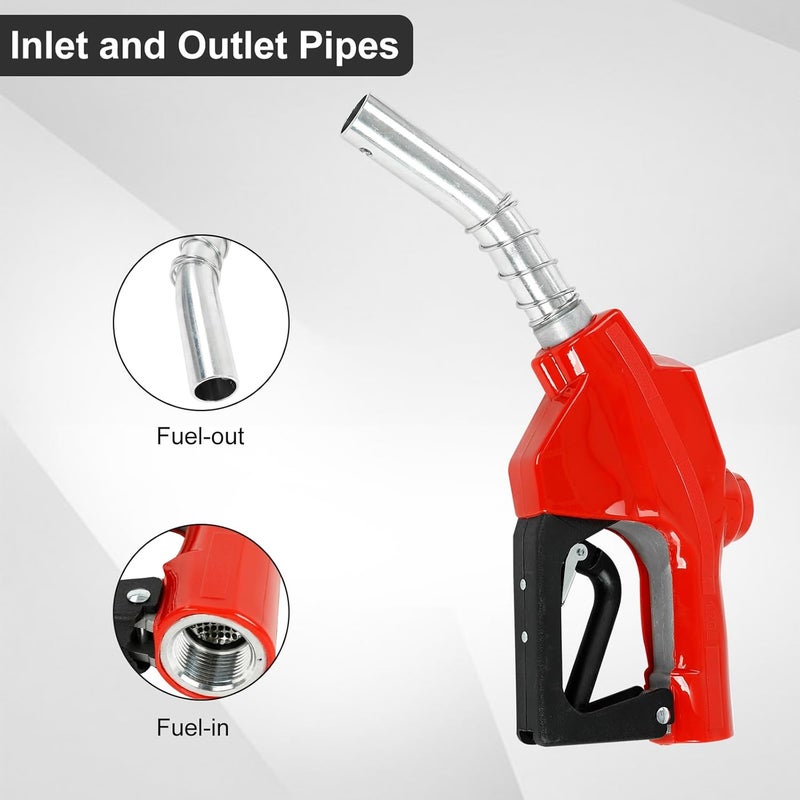 EASYBERG 1" NPT Auto Fuel Nozzle, Auto Shut Off Fuel Nozzle with 3-speed Padlock, Spout 1" for Gasoline, Diesel, Biodiesel and Kerosene, Red - Image 5