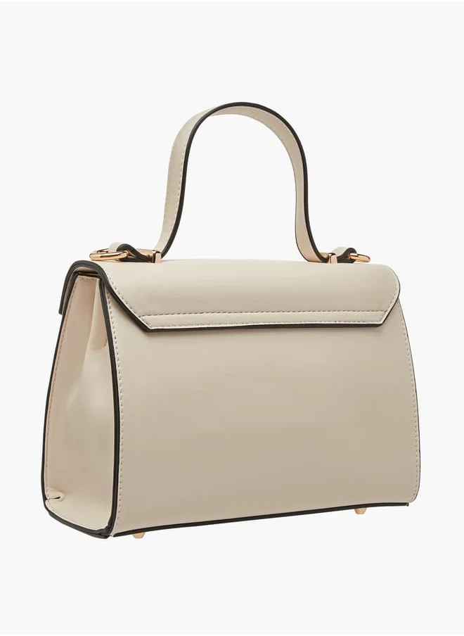 Celeste Women Solid Satchel Bag with Detachable Strap and Button Closure