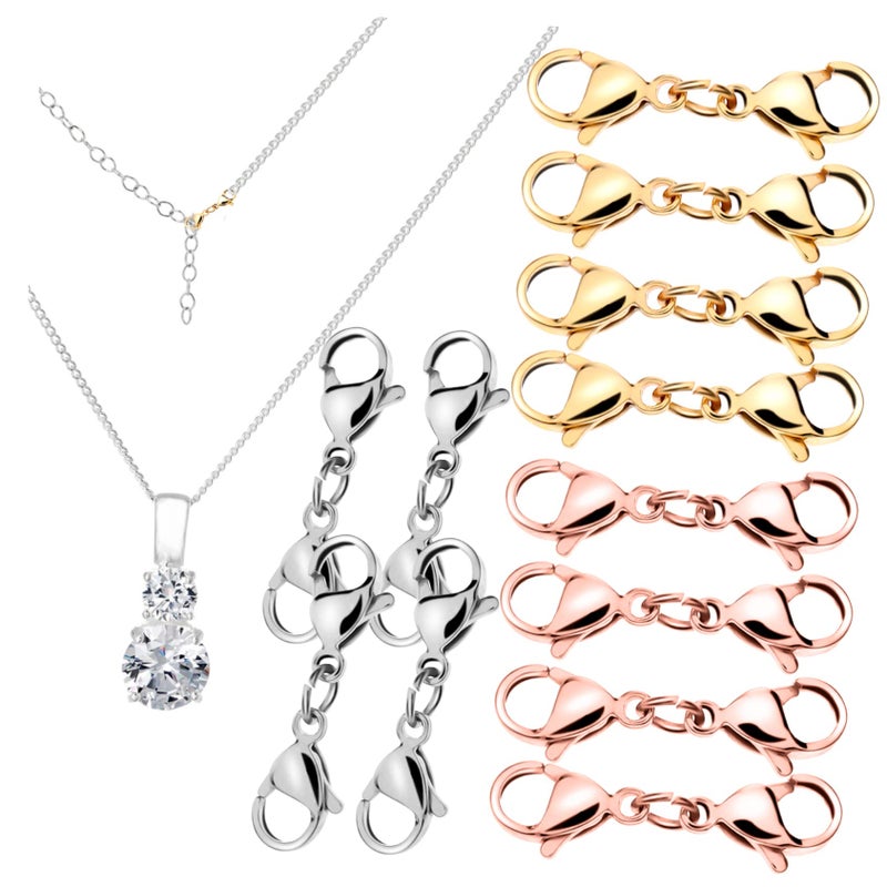 12Pcs Silver Lobster Clasps For Jewelry Making Necklace Bracelet Extender Hooks - Image 2