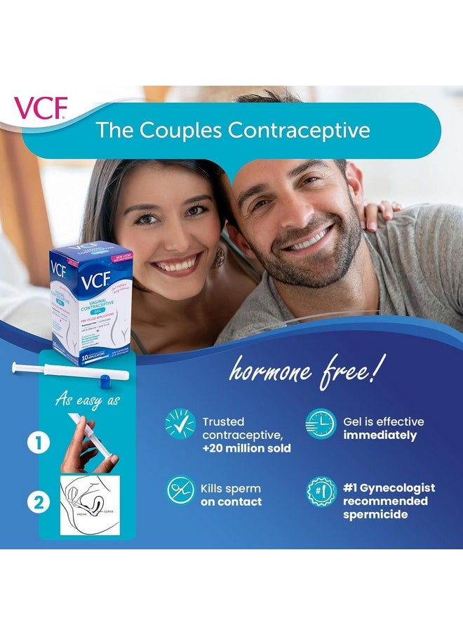 VCF - Vcf Vaginal Contraceptive Gel Prefilled Applicators With Spermicide 1 Box Of 10 Prevents Pregnancy Nonoxynol9 Kills Sperm On Contact Hormonefree Easy To Use Vcf Works Instantly. 10 Total - Image 1