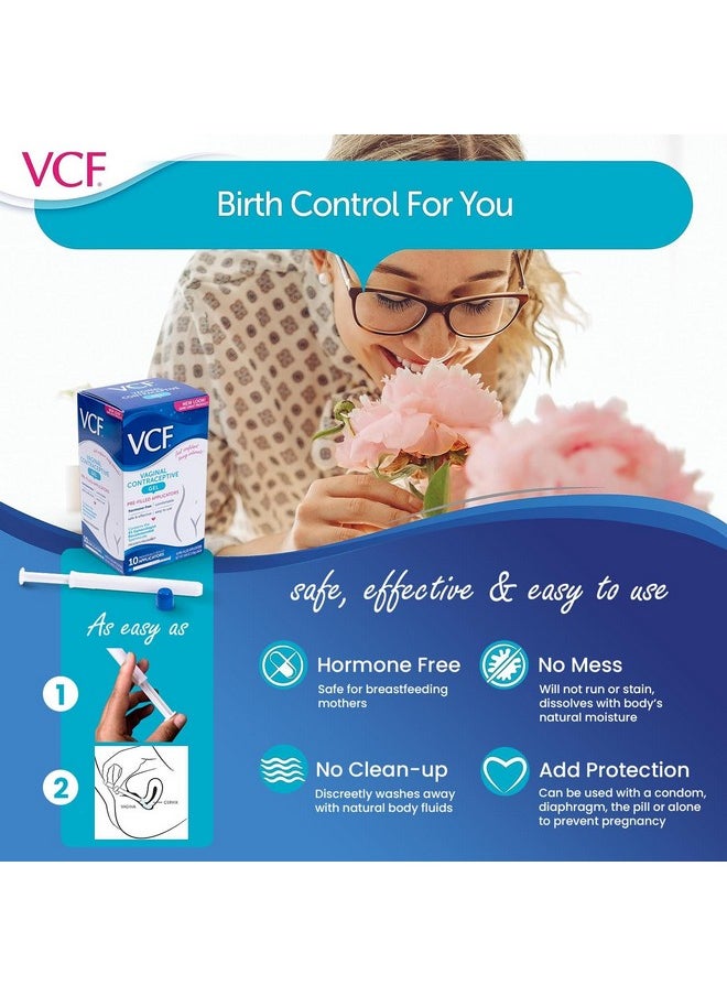 VCF - Vcf Vaginal Contraceptive Gel Prefilled Applicators With Spermicide 1 Box Of 10 Prevents Pregnancy Nonoxynol9 Kills Sperm On Contact Hormonefree Easy To Use Vcf Works Instantly. 10 Total - Image 1