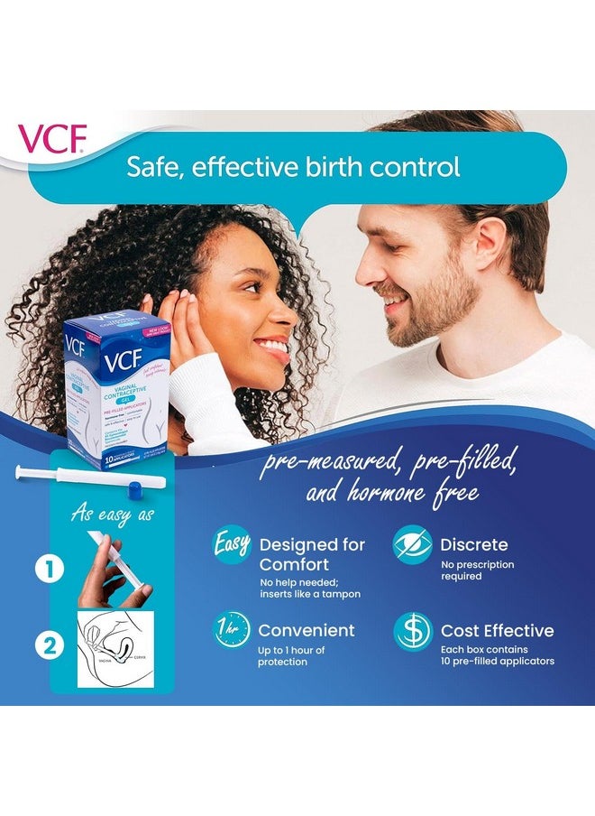 VCF - Vcf Vaginal Contraceptive Gel Prefilled Applicators With Spermicide 1 Box Of 10 Prevents Pregnancy Nonoxynol9 Kills Sperm On Contact Hormonefree Easy To Use Vcf Works Instantly. 10 Total - Image 1