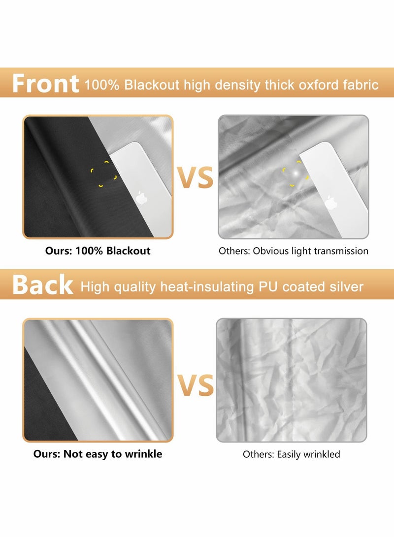 Blackout Blind, Portable Blackout Blinds Stick On Window No Drill, Blackout Material Blinds Blackout Curtains for Bedroom Nursery Loft Travel RV Car（ 300x145cm ） - Image 4