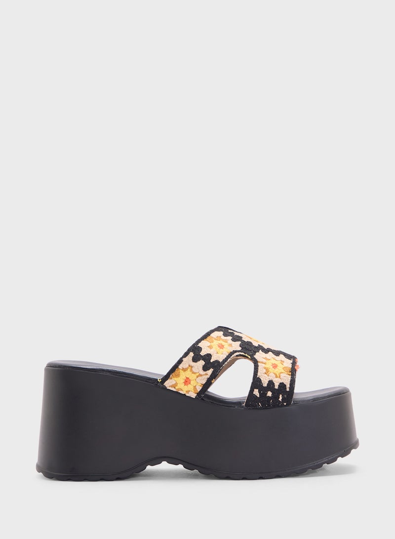 OZZO Wedged Floral Sandal - Image 1