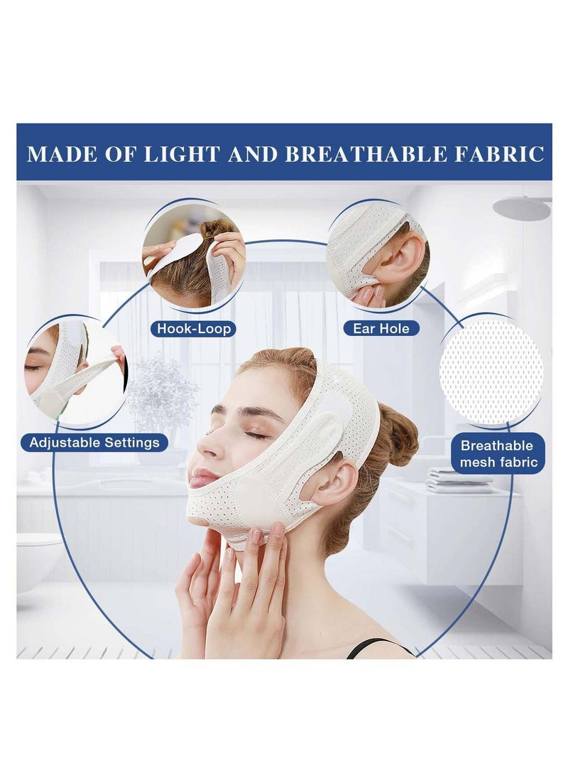SYOSI Breathable Face Slimming Strap, Face Lift Strap, Reusable Face Lifting Bandage Pain-Free Jawline Shaping Band, V Line Shaping Face Masks, Anti-Sagging-Aging-Wrinkle-Snore Belt for Women |White  - Image 5