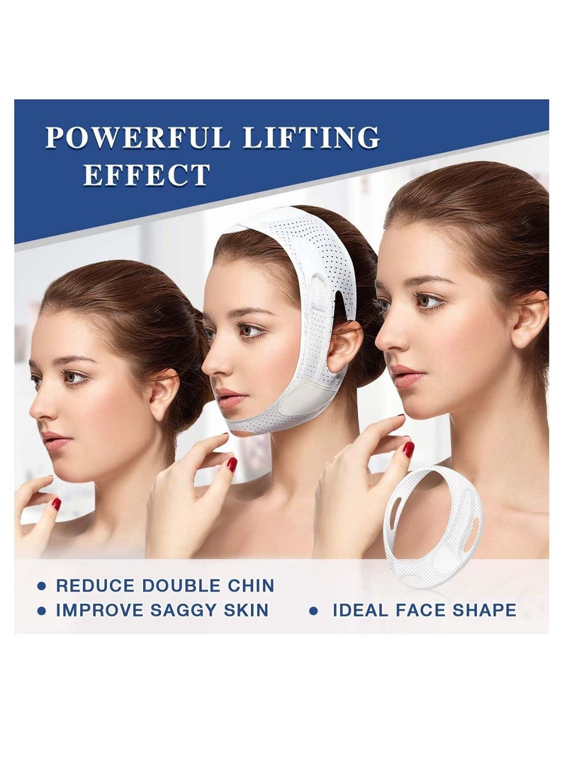 SYOSI Breathable Face Slimming Strap, Face Lift Strap, Reusable Face Lifting Bandage Pain-Free Jawline Shaping Band, V Line Shaping Face Masks, Anti-Sagging-Aging-Wrinkle-Snore Belt for Women |White  - Image 4