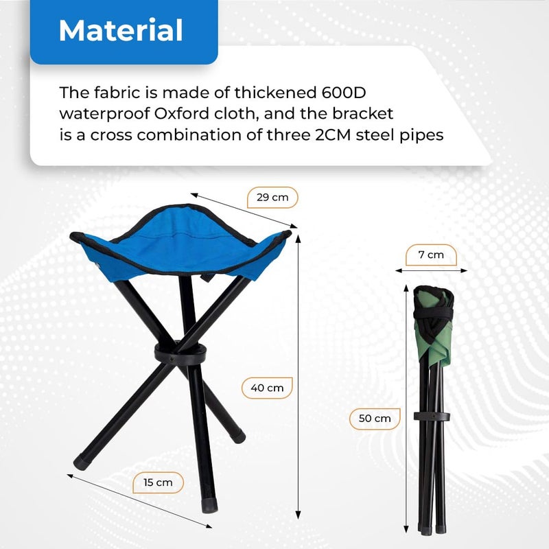 Kuber Industries Kuber Industries Portable Stool for Travelling Foldable Outdoor Sitting Chair Tripod 3 Leg Chair for Camping Picnic Hiking Blue Set of 1 Lightweight Travel Seat  - Image 2