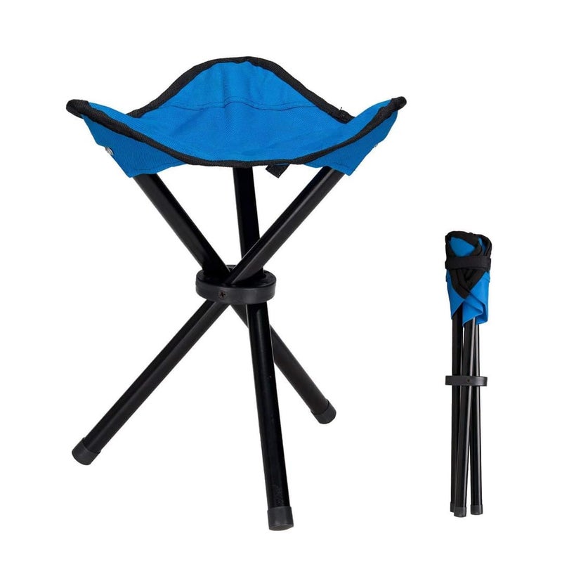 Kuber Industries Kuber Industries Portable Stool for Travelling Foldable Outdoor Sitting Chair Tripod 3 Leg Chair for Camping Picnic Hiking Blue Set of 1 Lightweight Travel Seat  - Image 1