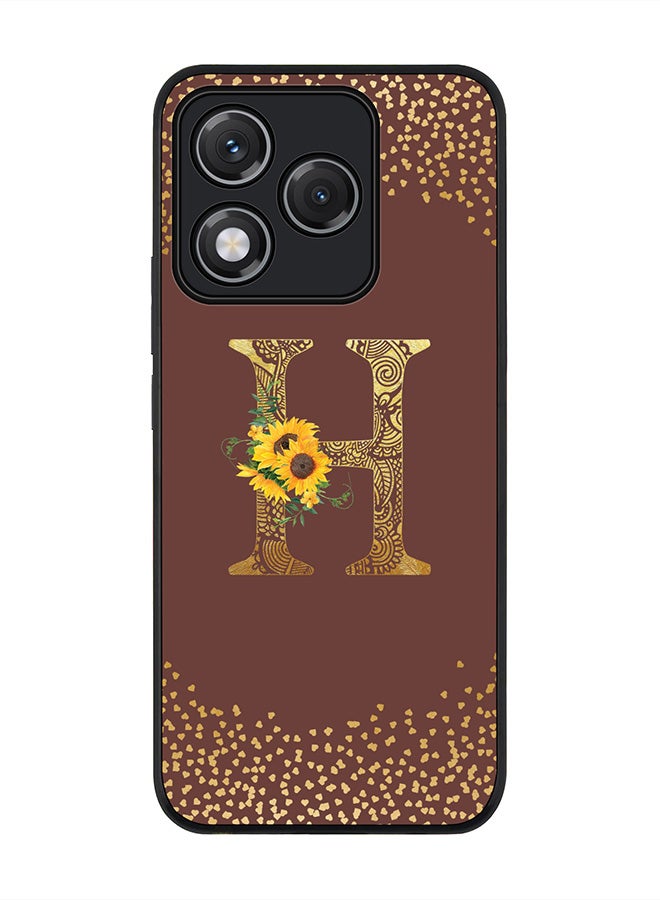 Stylizedd For Honor 400 Lite Case,Slim fit Camera Protection, Shockproof Thin Phone cover  - Custom Floral Monogram - H  (Brown )