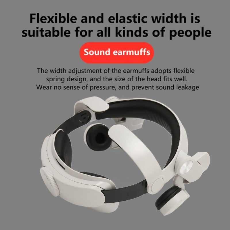 VR Head Strap Kit Adjustable Replacement Strap with Protein Leather Cushions Comfortable Fit - 40mm Drivers Complete Listening Experience Head Strap for Quest 2 for Extended VR Sessions - Image 4