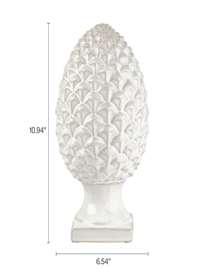 Elements 6.54x6.54x10.94 Inch White Ceramic Pinecone Figurine Durable Design for Everyday Use in Home Kitchen Dining and Entertaining Settings - Image 2