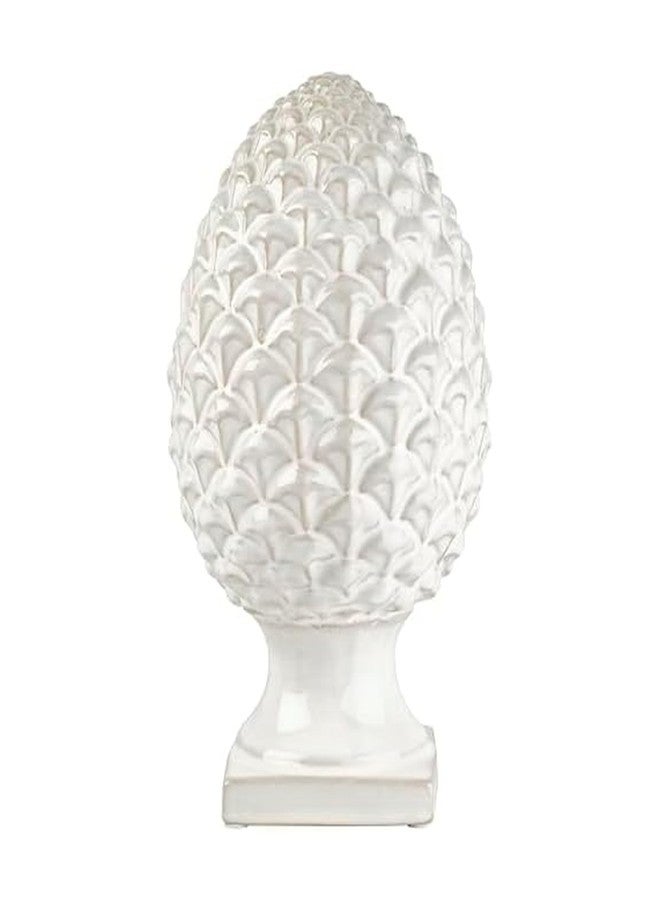 Elements 6.54x6.54x10.94 Inch White Ceramic Pinecone Figurine Durable Design for Everyday Use in Home Kitchen Dining and Entertaining Settings - Image 1