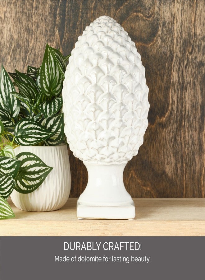 Elements 6.54x6.54x10.94 Inch White Ceramic Pinecone Figurine Durable Design for Everyday Use in Home Kitchen Dining and Entertaining Settings - Image 3