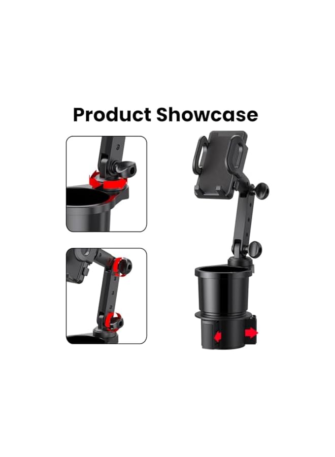 S-TOP Car Cup Holder with Cellphone Mount, 2 in 1 Mutifuctional Cellphone Holder for Vehicles, 360° Rotation Universal Cup Holder Expander Adapter Compatible with iPhone Samsung and All Smartphone - Image 3