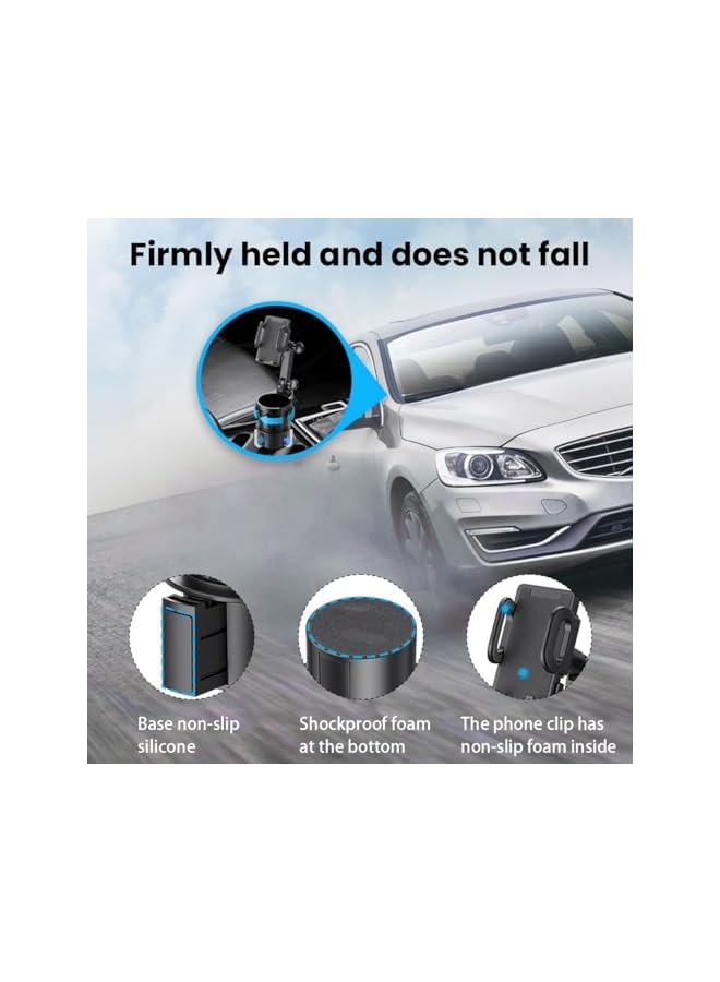 S-TOP Car Cup Holder with Cellphone Mount, 2 in 1 Mutifuctional Cellphone Holder for Vehicles, 360° Rotation Universal Cup Holder Expander Adapter Compatible with iPhone Samsung and All Smartphone - Image 4