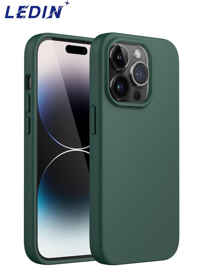 ليدين جراب سيليكون لهاتف iPhone 14 Pro Max، جراب هاتف كامل الجسم، ناعم الملمس، غطاء مقاوم للصدمات مع بطانة من الألياف الدقيقة - Image 1