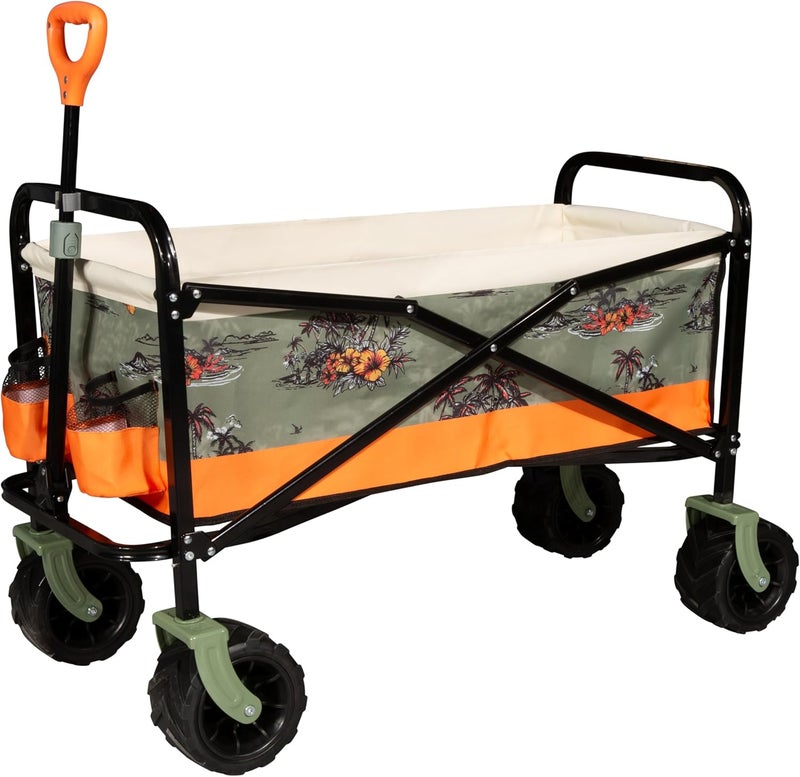 QUIKSILVER عربة شاطئ كويك سيلفر القابلة للطي - عربة متعددة الاستخدامات قوية قابلة للطي بعجلات لجميع التضاريس وسعة تخزين كبيرة ومقبض قابل للتعديل - مثالية للتخييم على الشاطئ والمغامرات الخارجية - Image 1