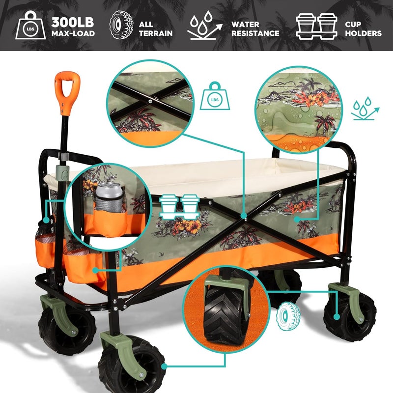 QUIKSILVER عربة شاطئ كويك سيلفر القابلة للطي - عربة متعددة الاستخدامات قوية قابلة للطي بعجلات لجميع التضاريس وسعة تخزين كبيرة ومقبض قابل للتعديل - مثالية للتخييم على الشاطئ والمغامرات الخارجية - Image 5