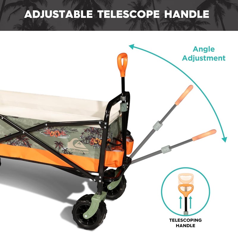 QUIKSILVER عربة شاطئ كويك سيلفر القابلة للطي - عربة متعددة الاستخدامات قوية قابلة للطي بعجلات لجميع التضاريس وسعة تخزين كبيرة ومقبض قابل للتعديل - مثالية للتخييم على الشاطئ والمغامرات الخارجية - Image 3