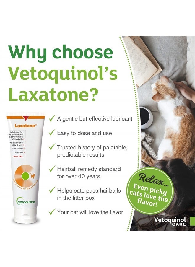 Vetoquinol - Laxatone Oral Hairball Lubricant Gel for Cats – Tuna-Flavored, 4.25oz (2 Pack) – Lubricant for Helping w/Hairball Prevention & Elimination - Image 1