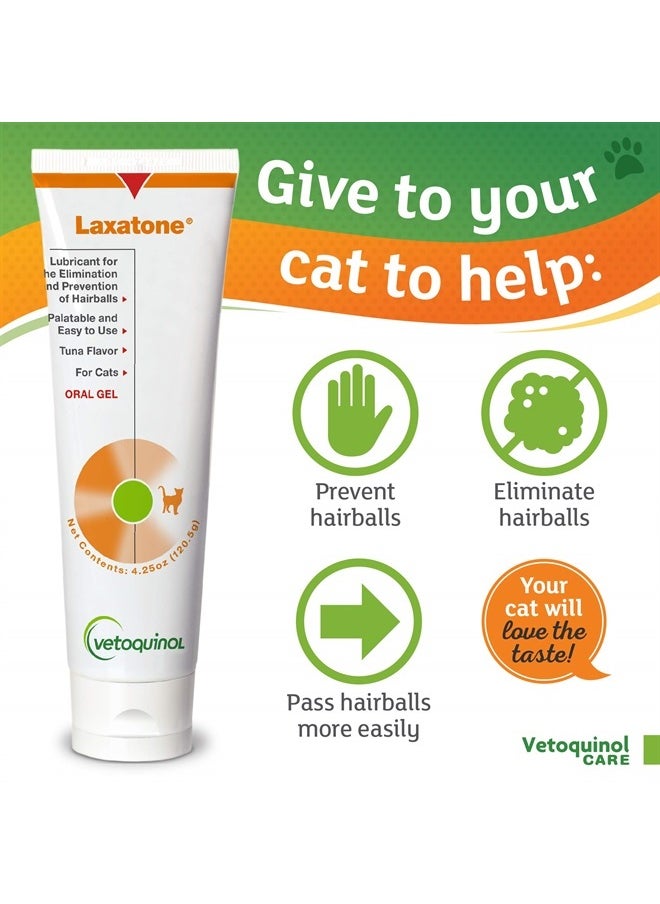 Vetoquinol - Laxatone Oral Hairball Lubricant Gel for Cats – Tuna-Flavored, 4.25oz (2 Pack) – Lubricant for Helping w/Hairball Prevention & Elimination - Image 1