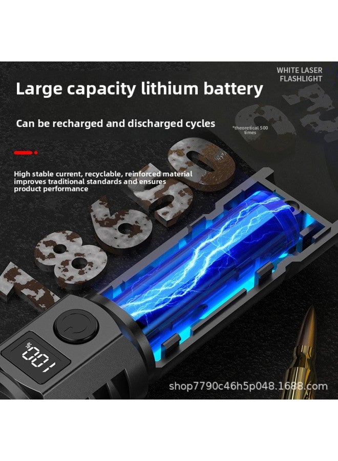 Loquat White Laser Strong Light Flashlight Rechargeable With Digital Display Super Bright Outdoor Lighting Long Shot Household Portable Telescopic Zoom-Color: Telescopic Zoom + Type-c Charging + Power Disp - Image 4
