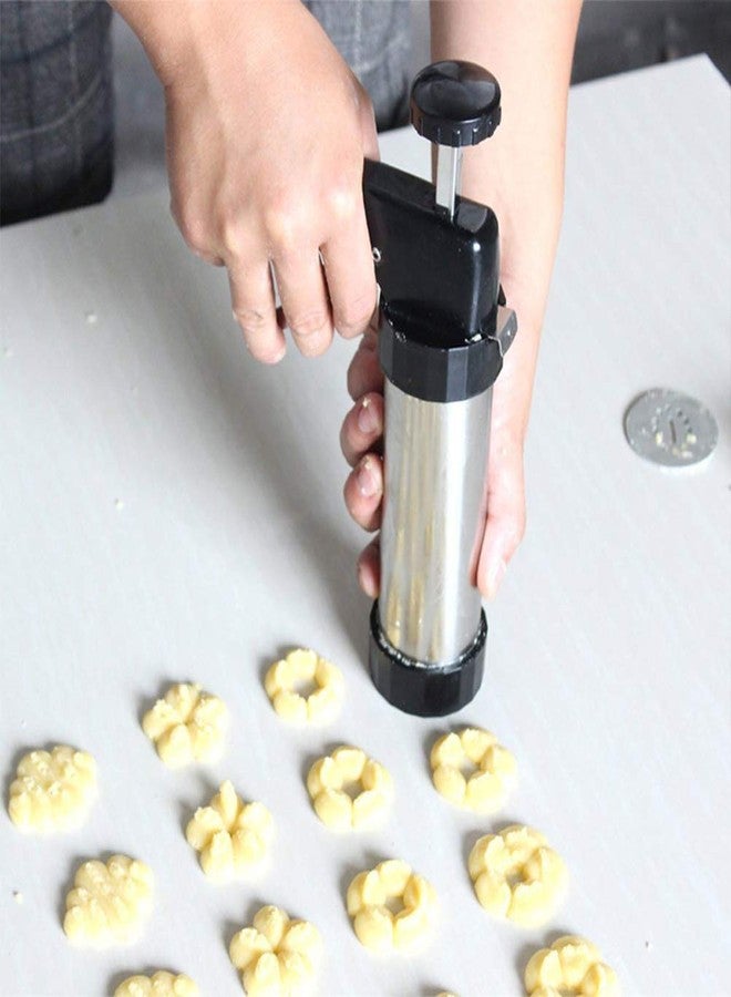 Zerodis Biscuit Press Gun Kit,Stainless Steel Cookie Press Gun Set with 13 Discs and 7 Icing Tips Cookie Maker Cookie Press Machine Home DIY Biscuit Maker (Assorted Color) - Image 2