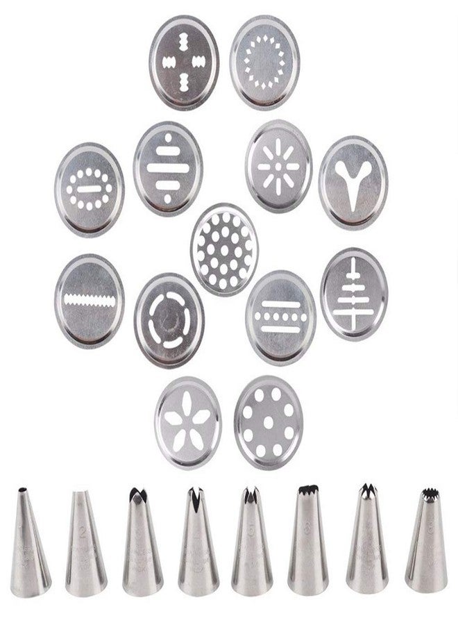 Zerodis Biscuit Press Gun Kit,Stainless Steel Cookie Press Gun Set with 13 Discs and 7 Icing Tips Cookie Maker Cookie Press Machine Home DIY Biscuit Maker (Assorted Color) - Image 5