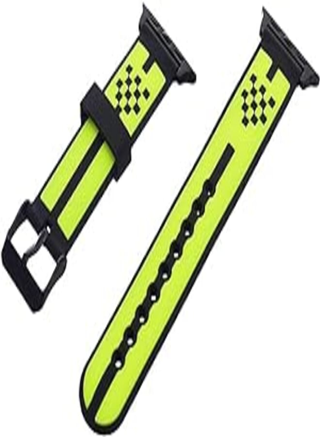 Generic Silicone Adjustable And Expandable Watch Strap With Youthful Design For Unisex Compatible With Smart Watches 38/40/41MM - Green Black