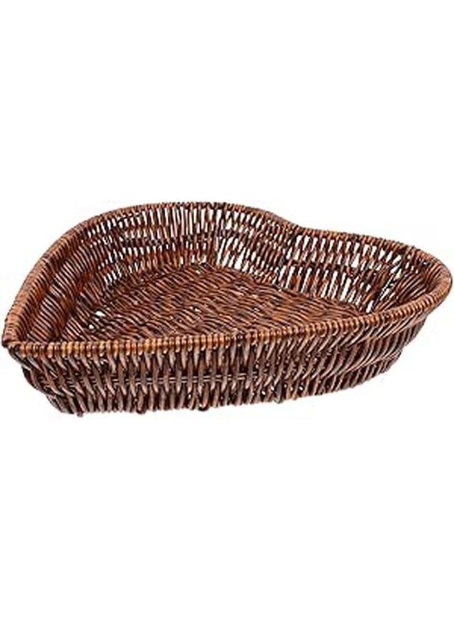 Large Heart Shaped Woven Bread Basket Snack Serving Tray Kitchen Dining Storage Organizer - Image 1