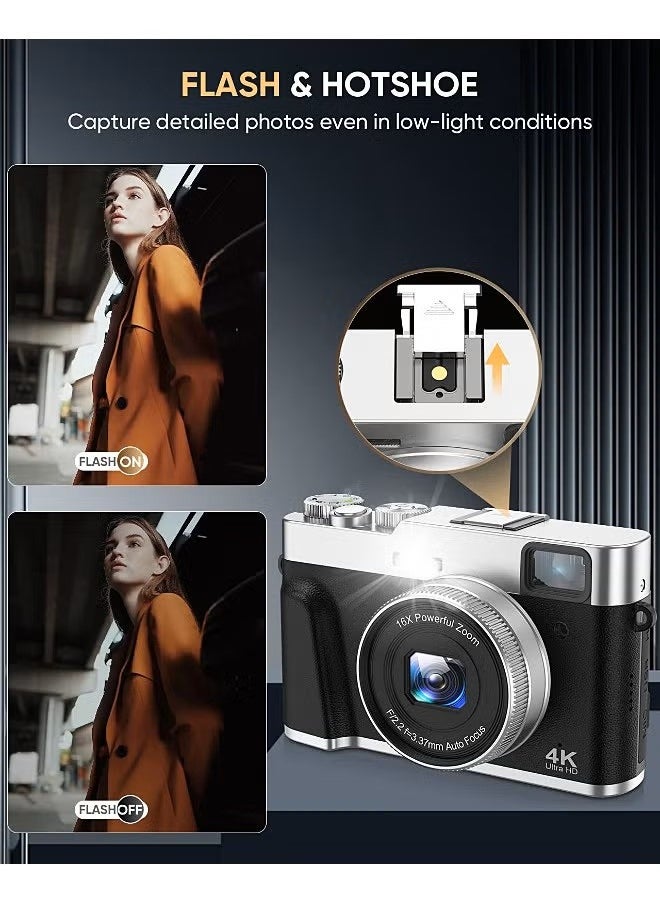 Generic - 48MP 4K Camera - Autofocus Digital Camera - Anti-shake - Rechargeable Compact Mini Camera with 16X Digital - Portable Pocket Camera - Image 1