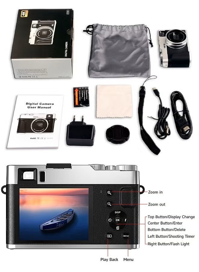 Generic - 48MP 4K Camera - Autofocus Digital Camera - Anti-shake - Rechargeable Compact Mini Camera with 16X Digital - Portable Pocket Camera - Image 1