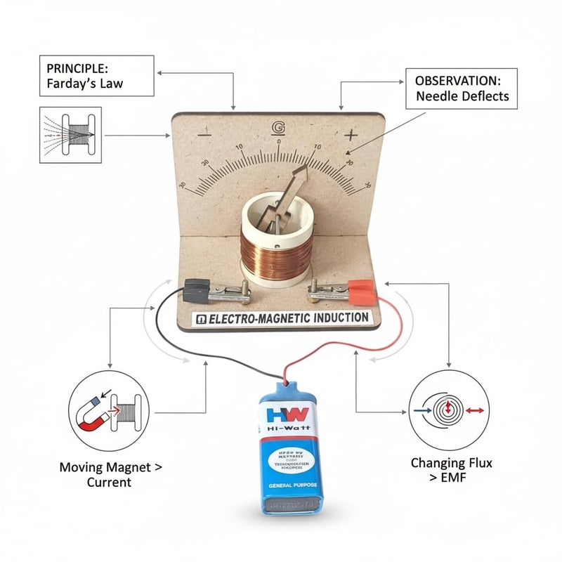 ESPtronics طقم مختبر الفيزياء DIY – نموذج عمل جالvanometer لقانون فاراداي للتحريض الكهرومغناطيسي مشروع علمي صغير للصف 12 وأطفال المدارس - Image 5